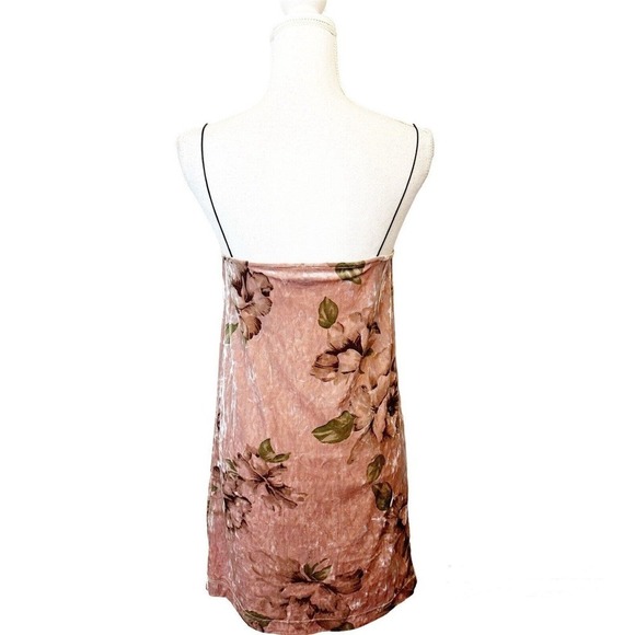 TopShop Womens Y2K Style Dress Velour Pink Floral Square Neck 90s Size US 4 - Picture 3 of 5